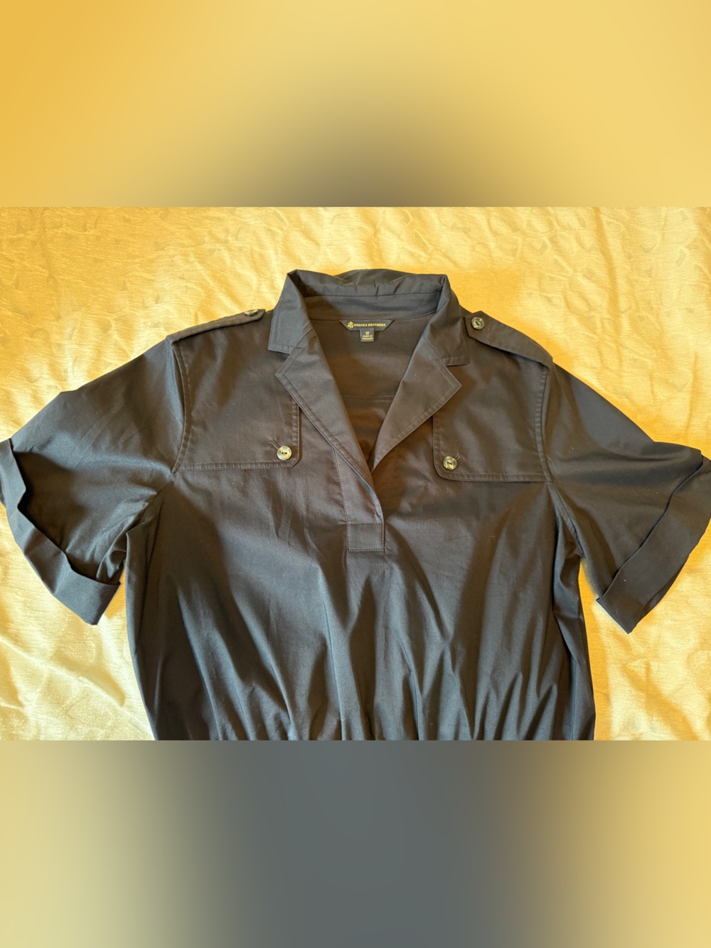 Like New, Brooks Brothers Navy Short-Sleeve Shirtwaist Midi Dress - Picture 2 of 4